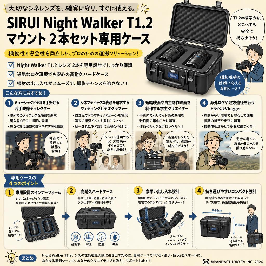 SIRUI Night Walker T1.2 マウント 2本セット専用ケース おもな対象のお客様