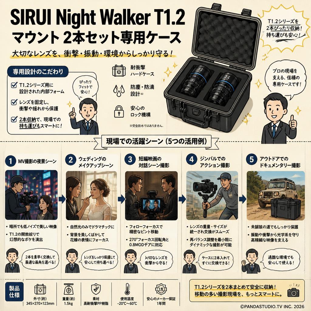 SIRUI Night Walker T1.2 マウント 2本セット専用ケース 用途