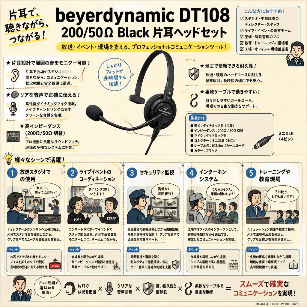 beyerdynamic  DT108 200/50Ω Black 片耳ヘッドセット 用途