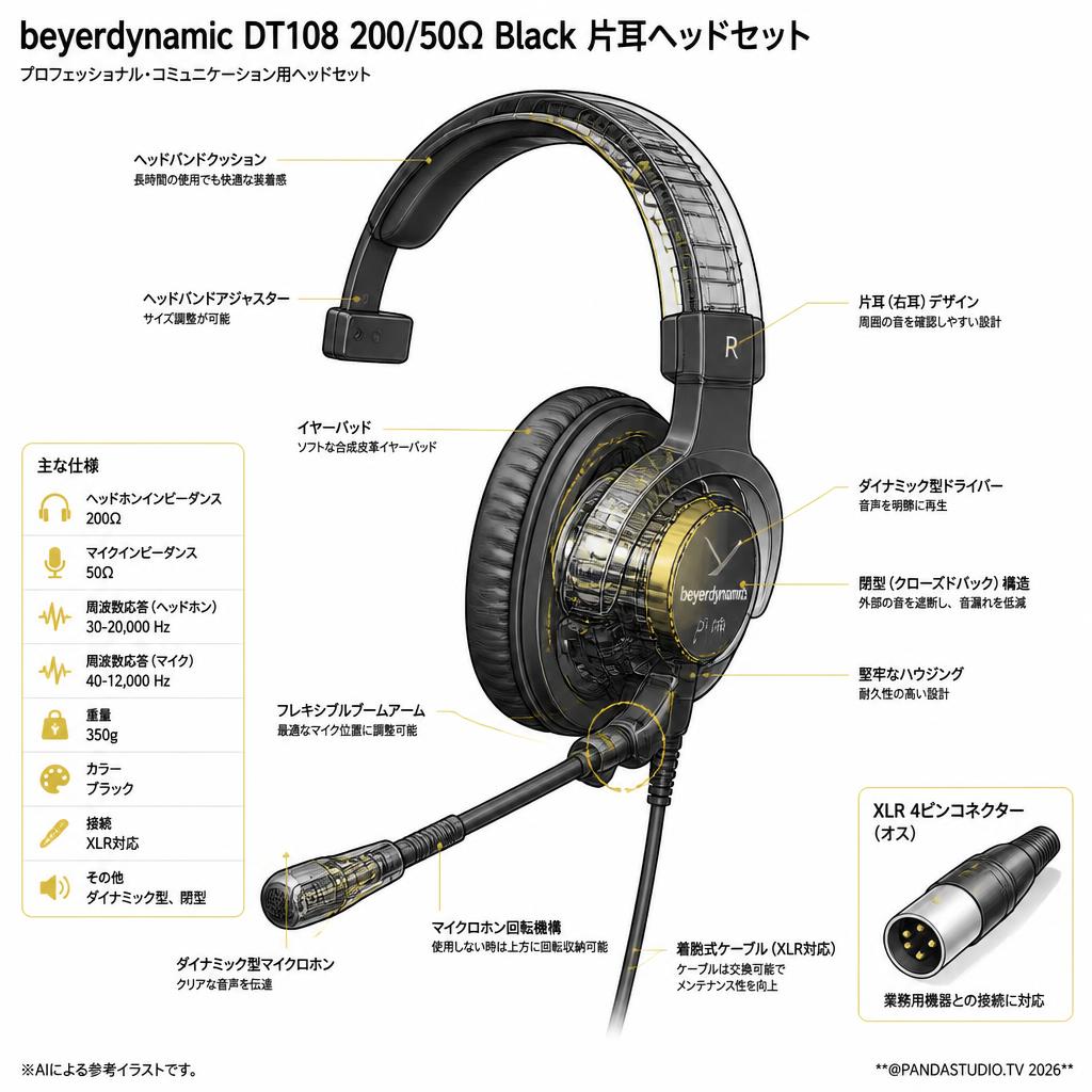 beyerdynamic  DT108 200/50Ω Black 片耳ヘッドセット スペック