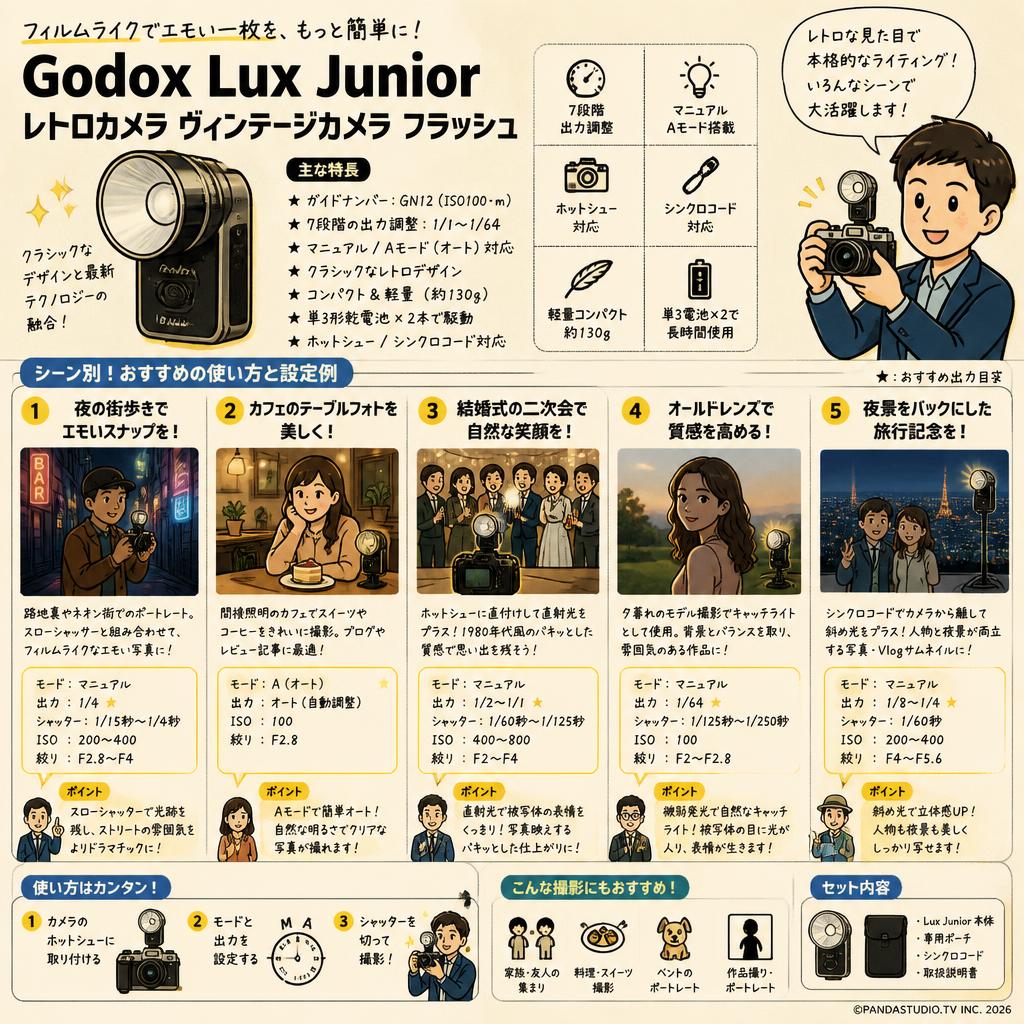 Godox Lux Junior レトロカメラ ヴィンテージカメラ フラッシュ 用途