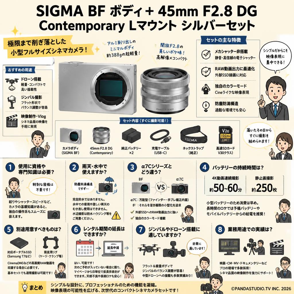 SIGMA BF ボディ+ 45mm F2.8 DG  Contemporary Lマウント シルバーセット FAQ（よくある質問と答え）