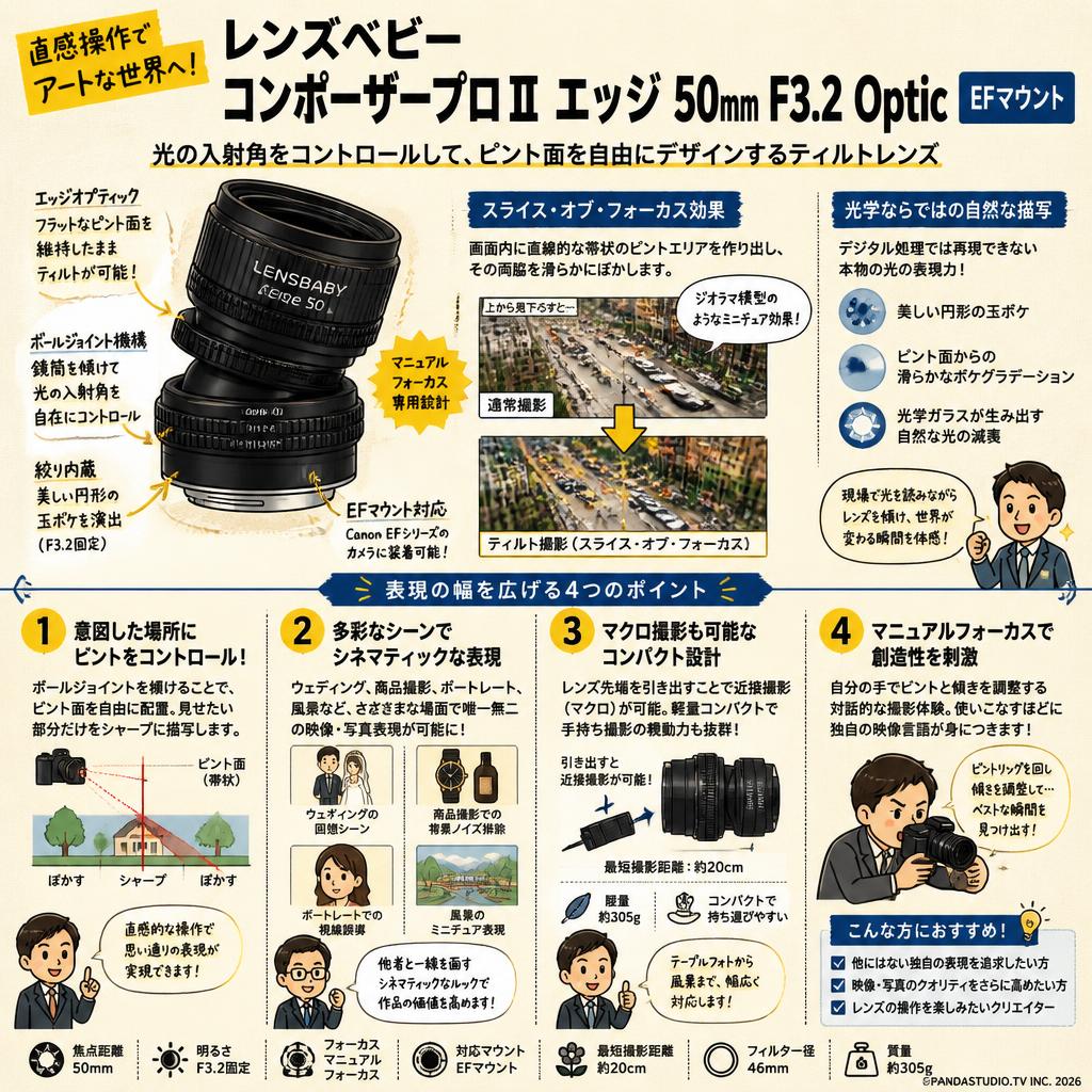 レンズベビー コンポーザープロII エッジ 50mm F3.2 Optic  EFマウント 概要