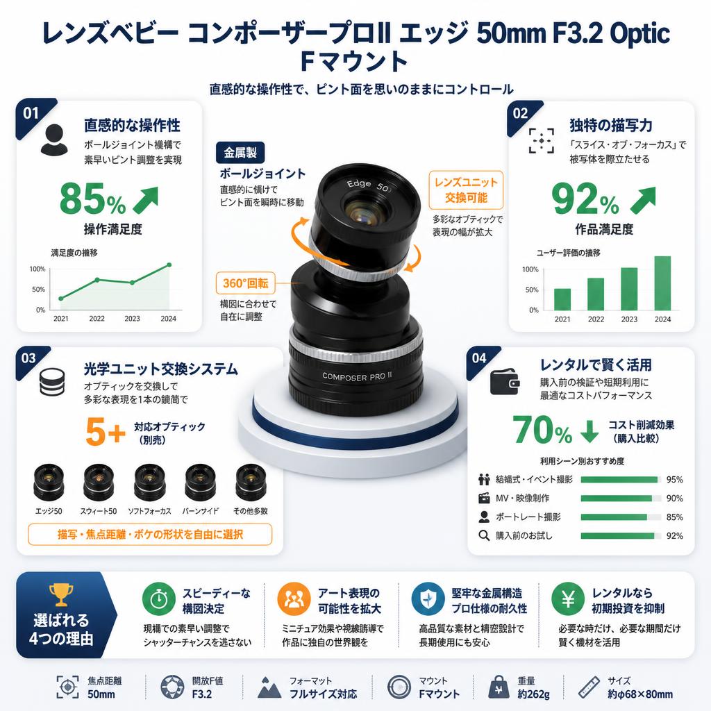 レンズベビー コンポーザープロII エッジ 50mm F3.2 Optic  Fマウント セールスポイント