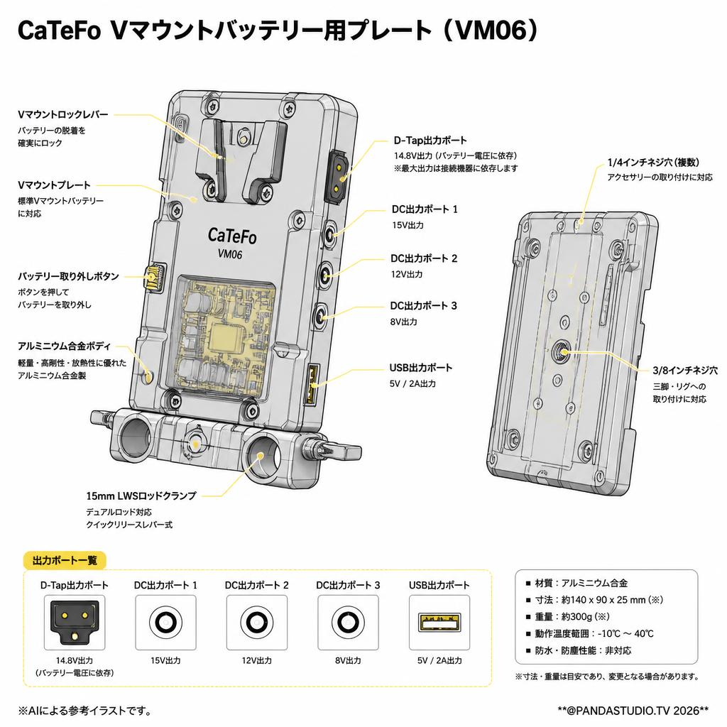 CaTeFo Vマウントバッテリー用プレート（ VM06） スペック
