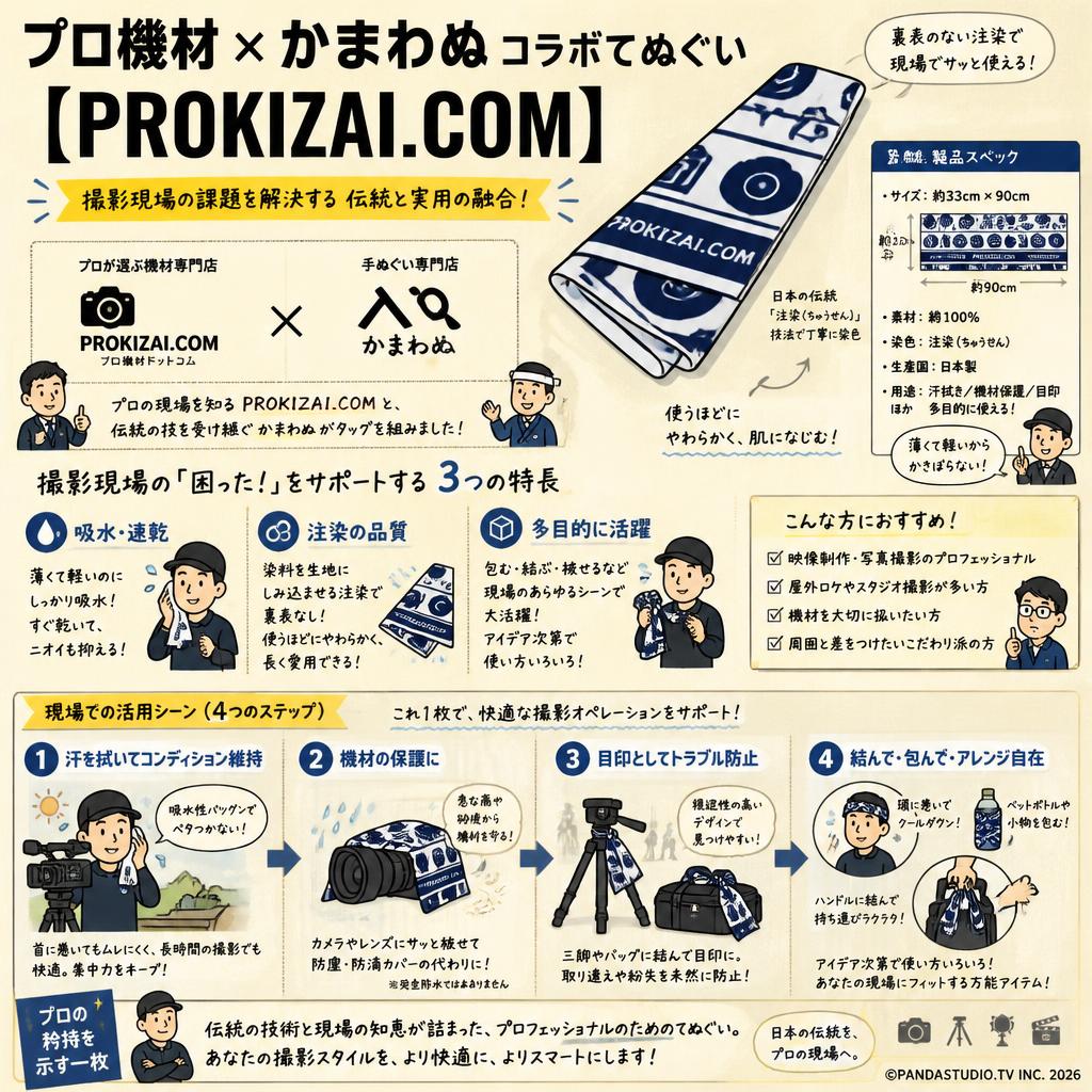 プロ機材×かまわぬコラボてぬぐい【PROKIZAI.COM】 概要
