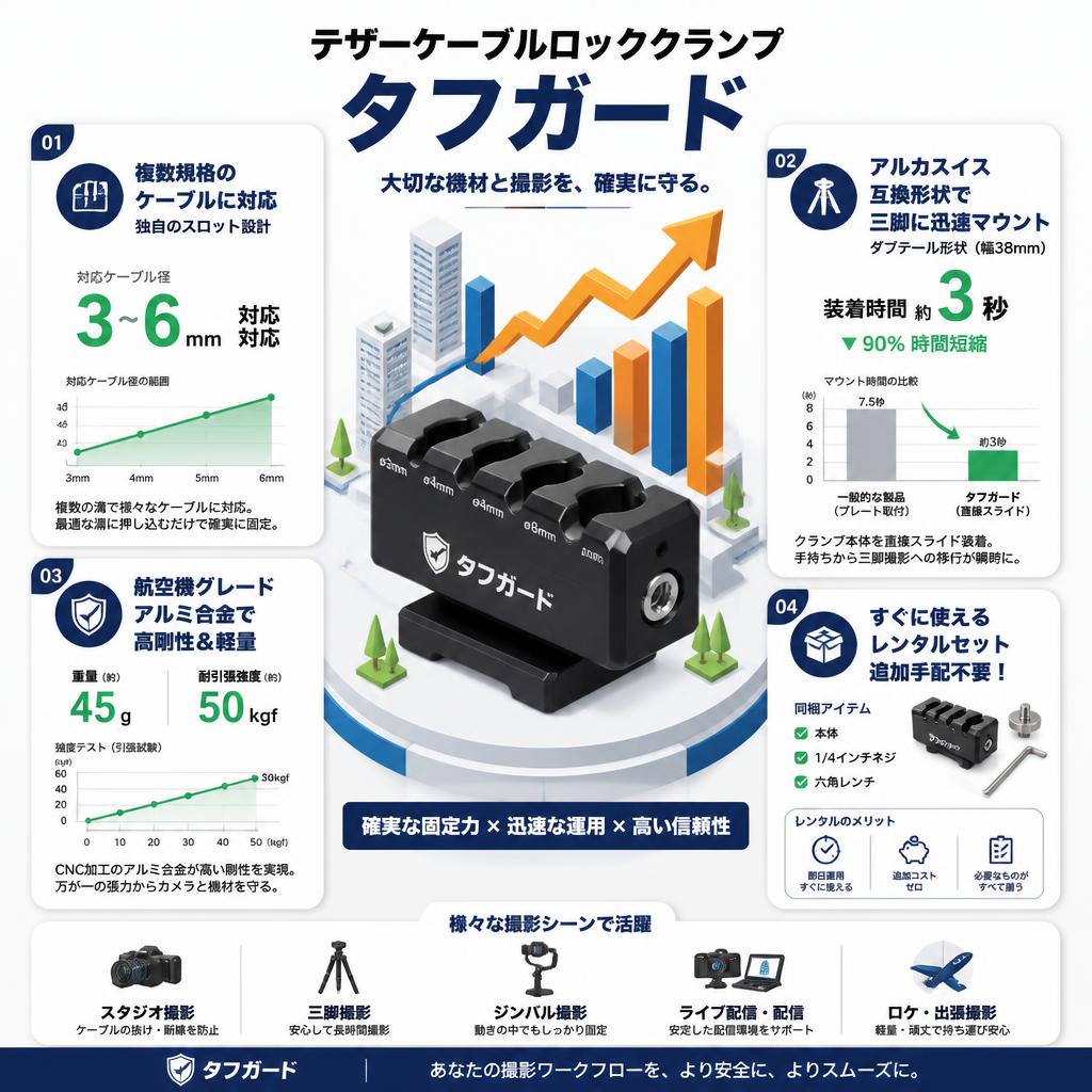 テザーケーブルロッククランプ タフガード セールスポイント