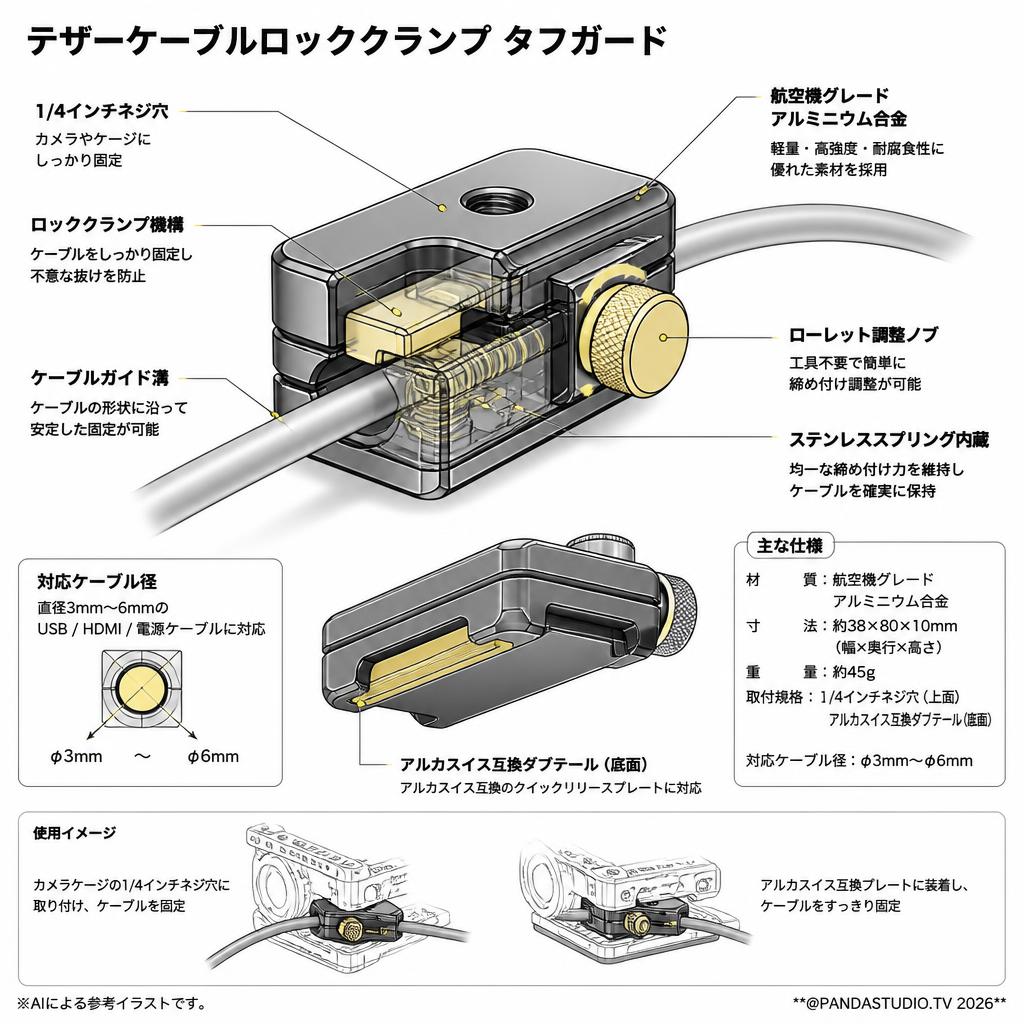 テザーケーブルロッククランプ タフガード スペック