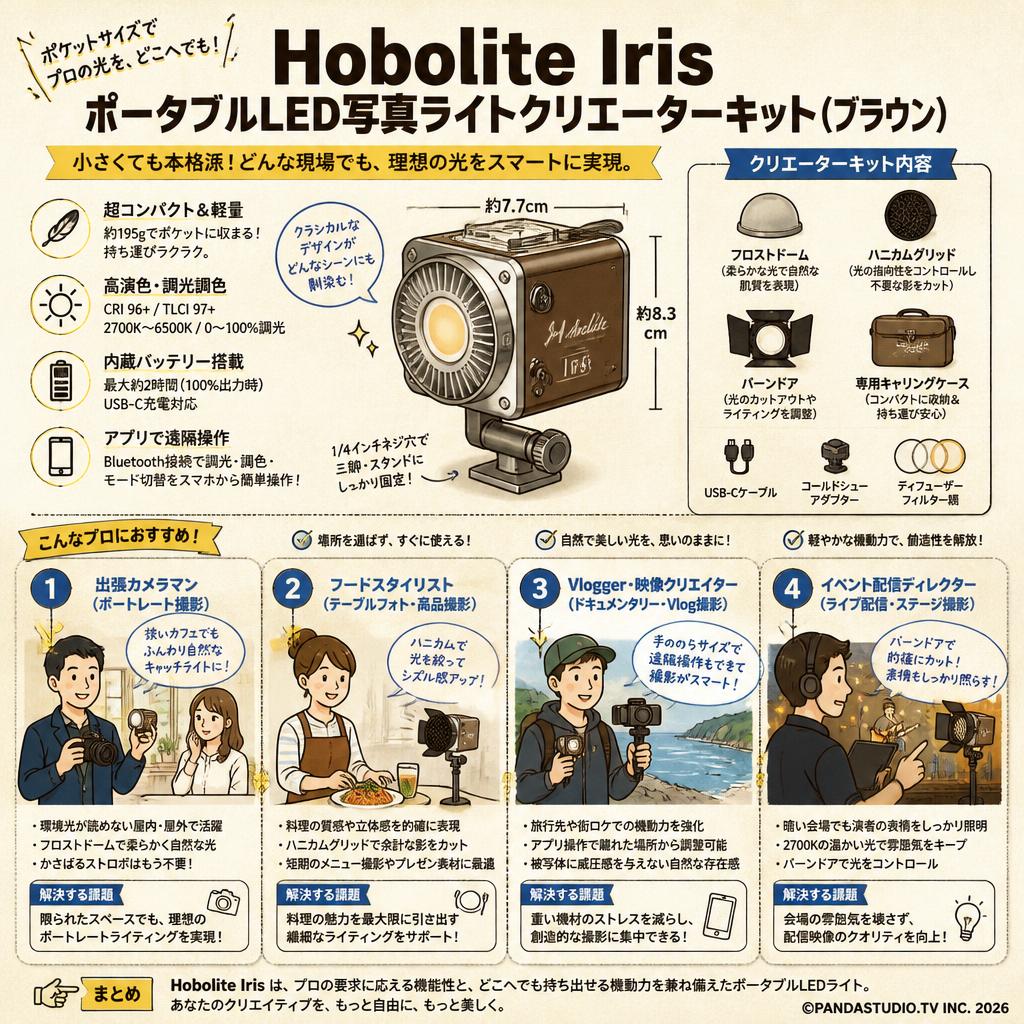 Hobolite Iris ポータブルLED写真ライトクリエーターキット（ブラウン） おもな対象のお客様