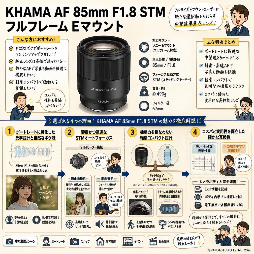 KHAMA AF 85mm F1.8 STM  フルフレーム Eマウント 概要