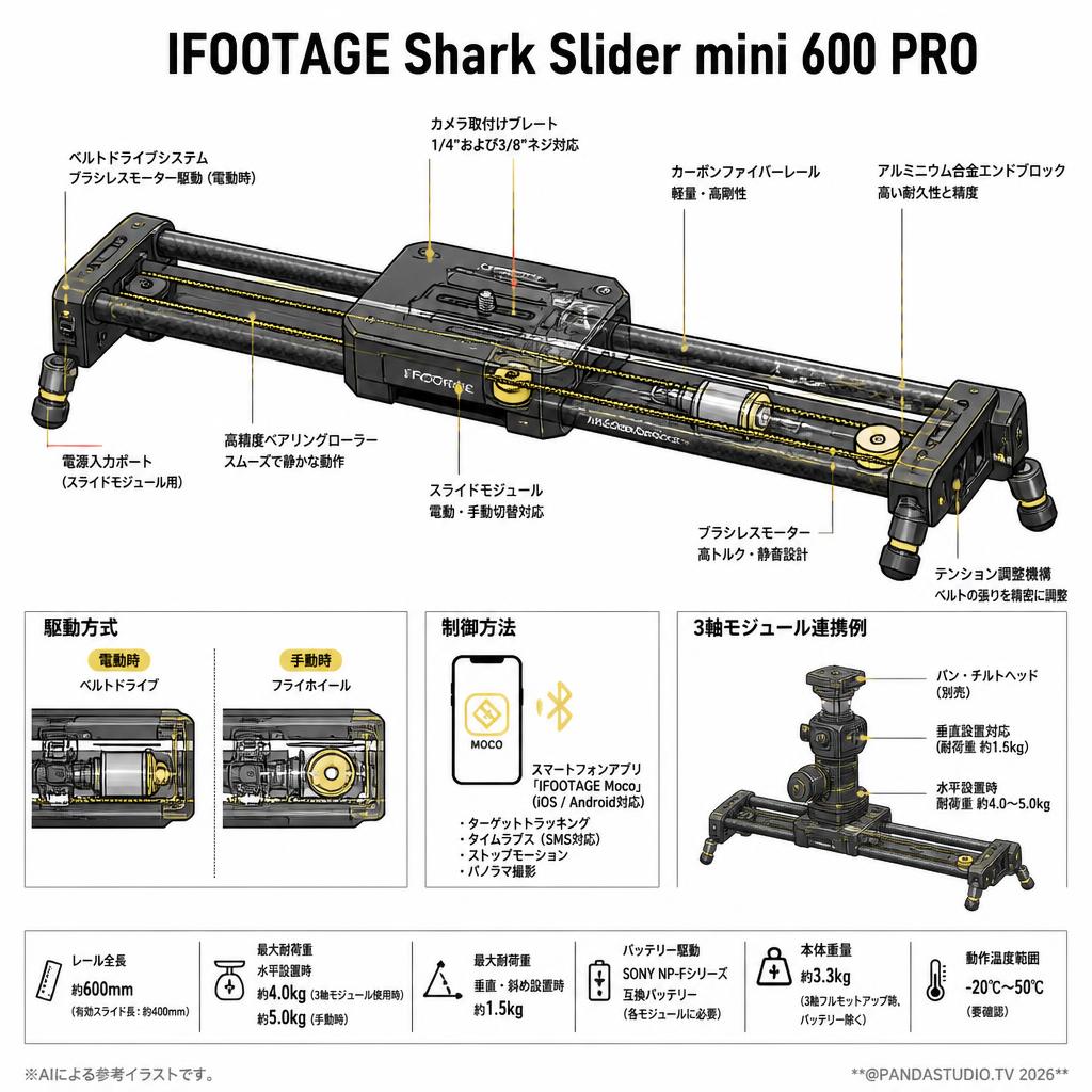 IFOOTAGE Shark Slider mini 600 PRO スペック