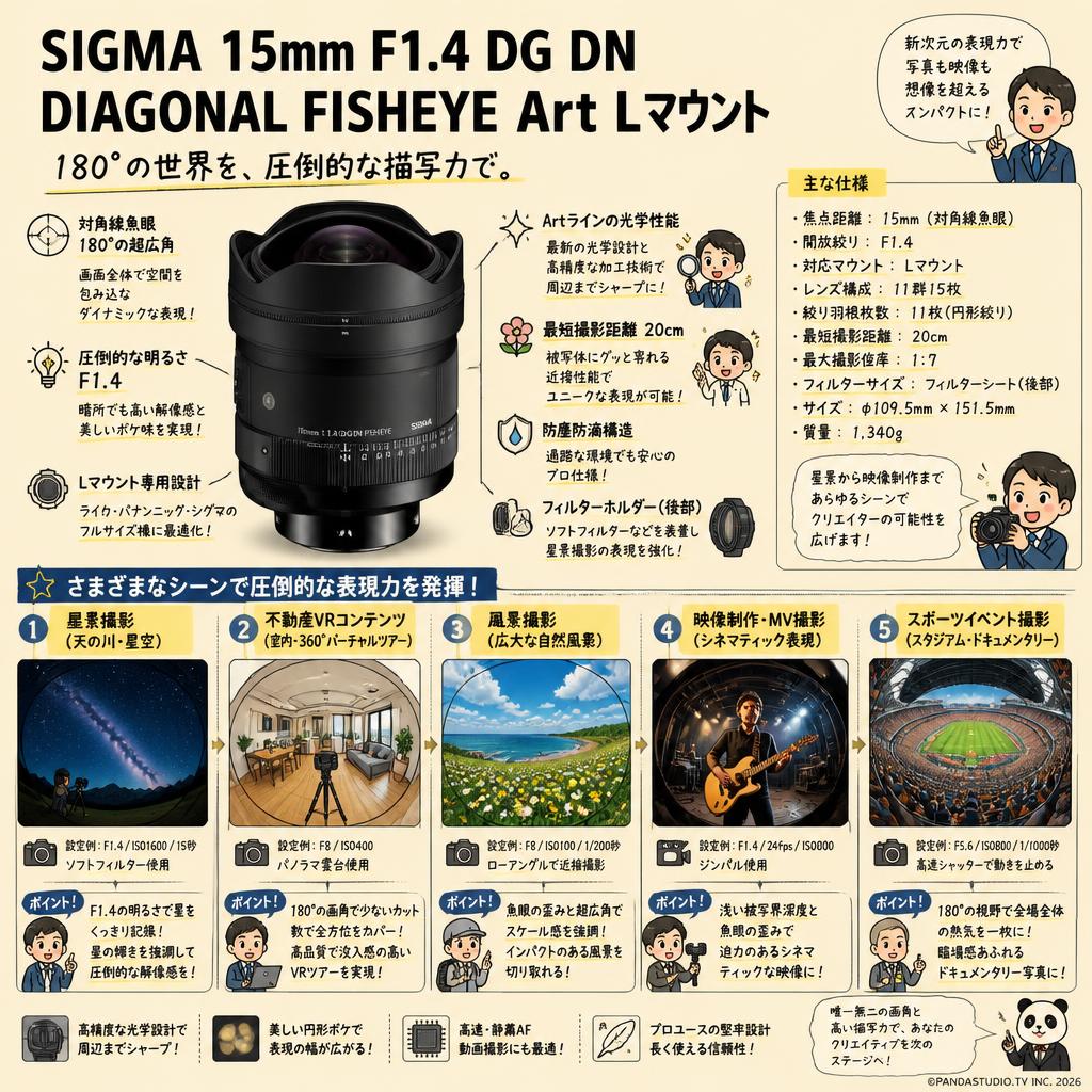 SIGMA 15mm F1.4 DG DN DIAGONAL FISHEYE Art Lマウント 用途