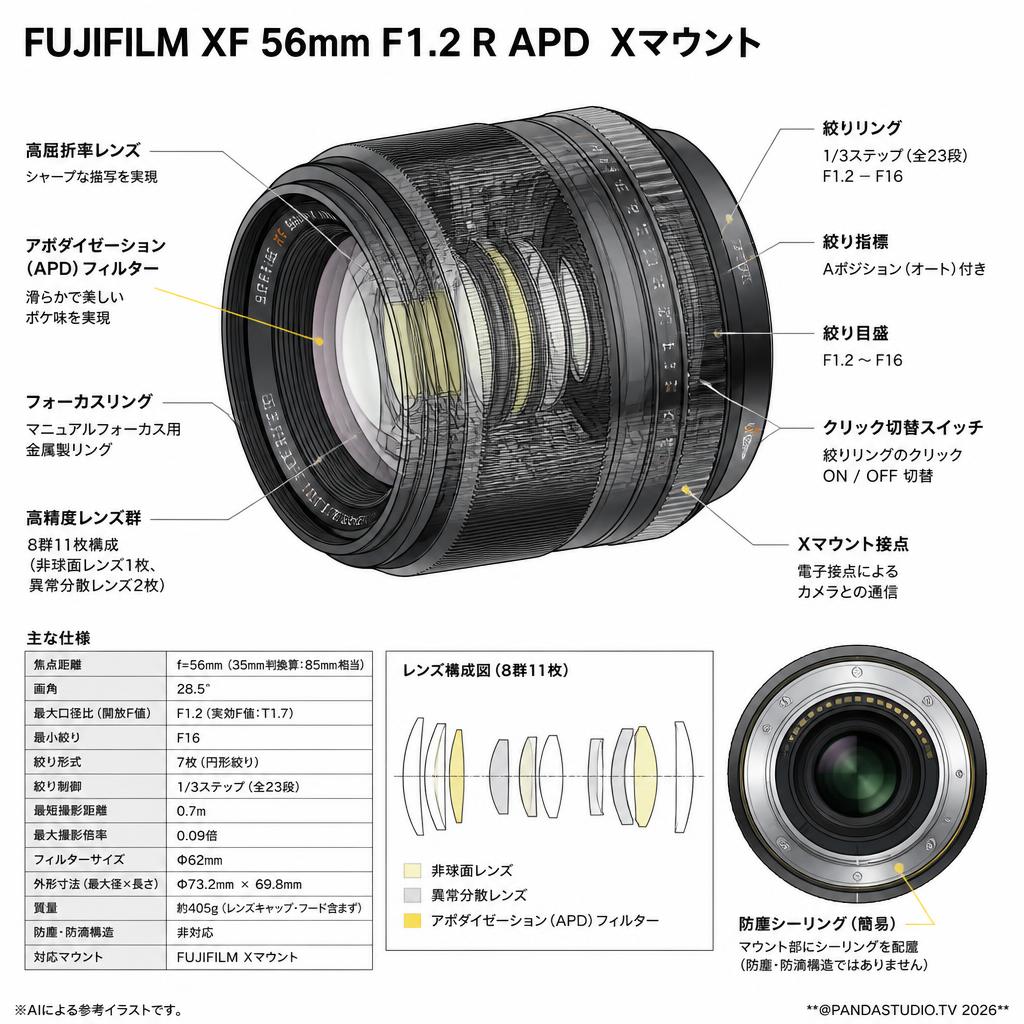 FUJIFILM XF 56mm F1.2 R APD Xマウント スペック