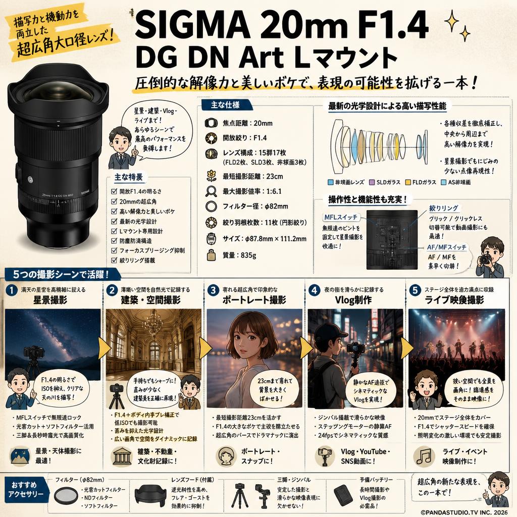 SIGMA 20mm F1.4 DG DN Art Lマウント 用途