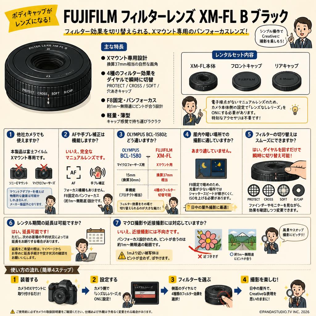 FUJIFILM フィルターレンズ XM-FL B ブラック FAQ（よくある質問と答え）
