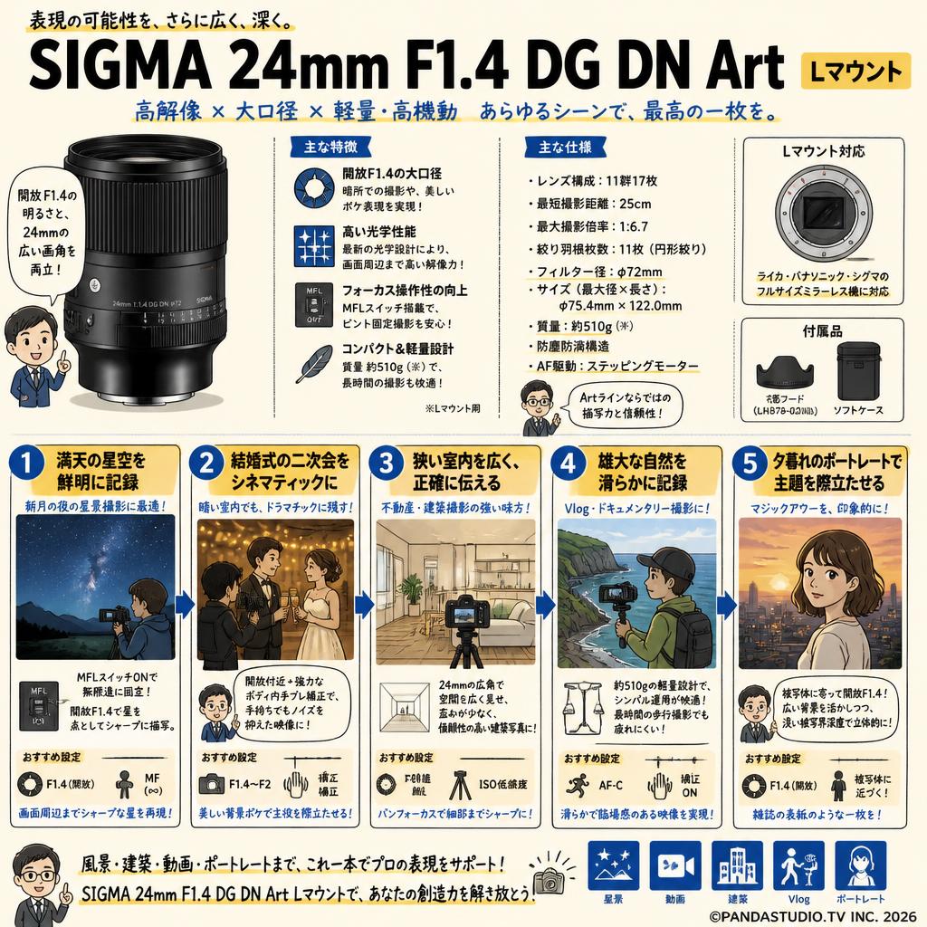 SIGMA 24mm F1.4 DG DN Art Lマウント 用途
