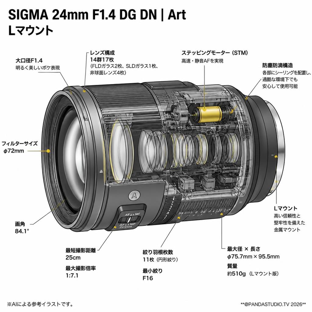 SIGMA 24mm F1.4 DG DN Art Lマウント スペック
