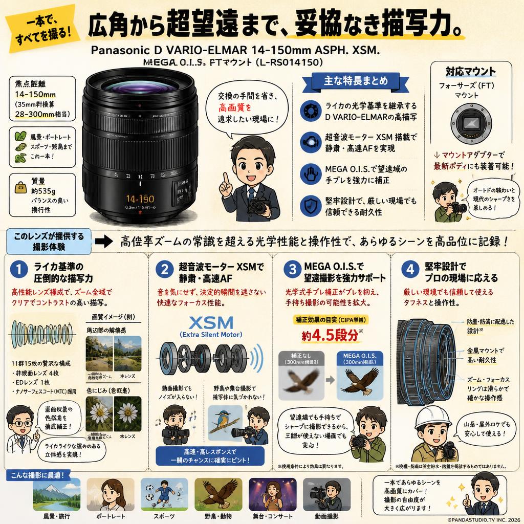 Panasonic D VARIO-ELMAR 14-150mm ASPH. XSM. MEGA O.I.S. FTマウント  ( L-RS014150 ) 概要