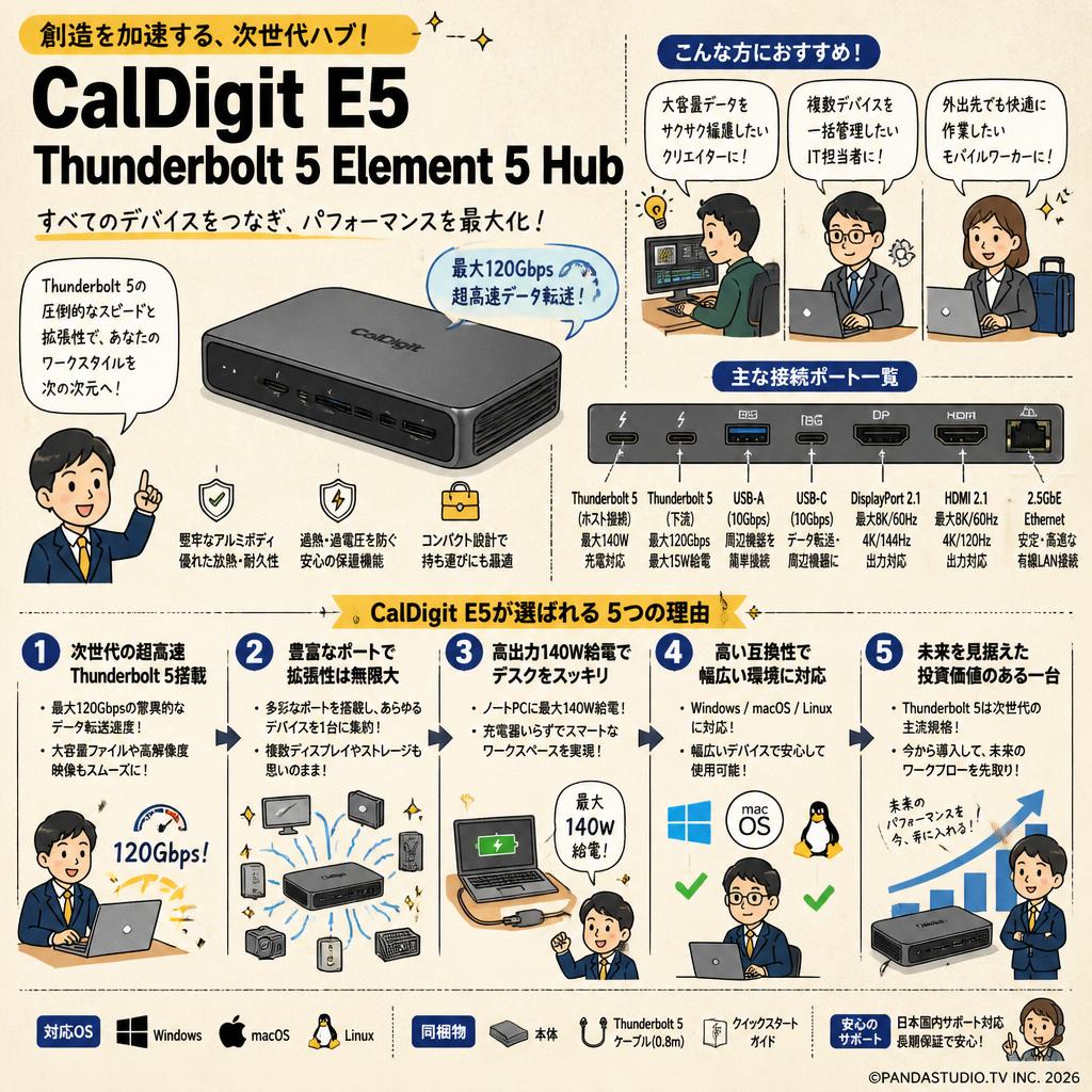 CalDigit E5/ Thunderbolt 5 Element 5 Hub 概要