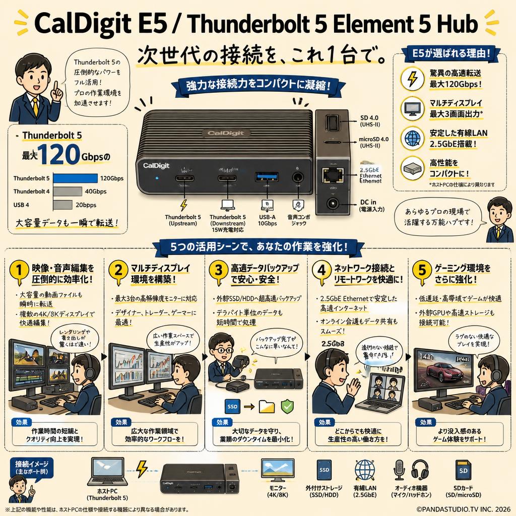 CalDigit E5/ Thunderbolt 5 Element 5 Hub 用途