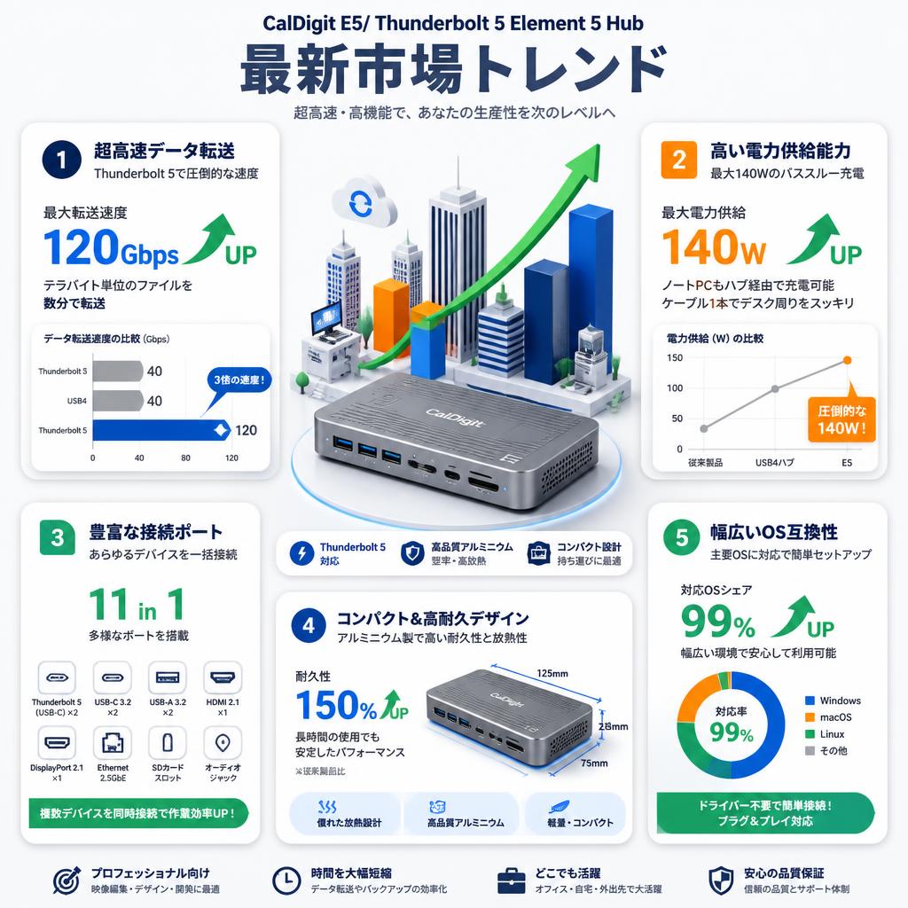 CalDigit E5/ Thunderbolt 5 Element 5 Hub セールスポイント