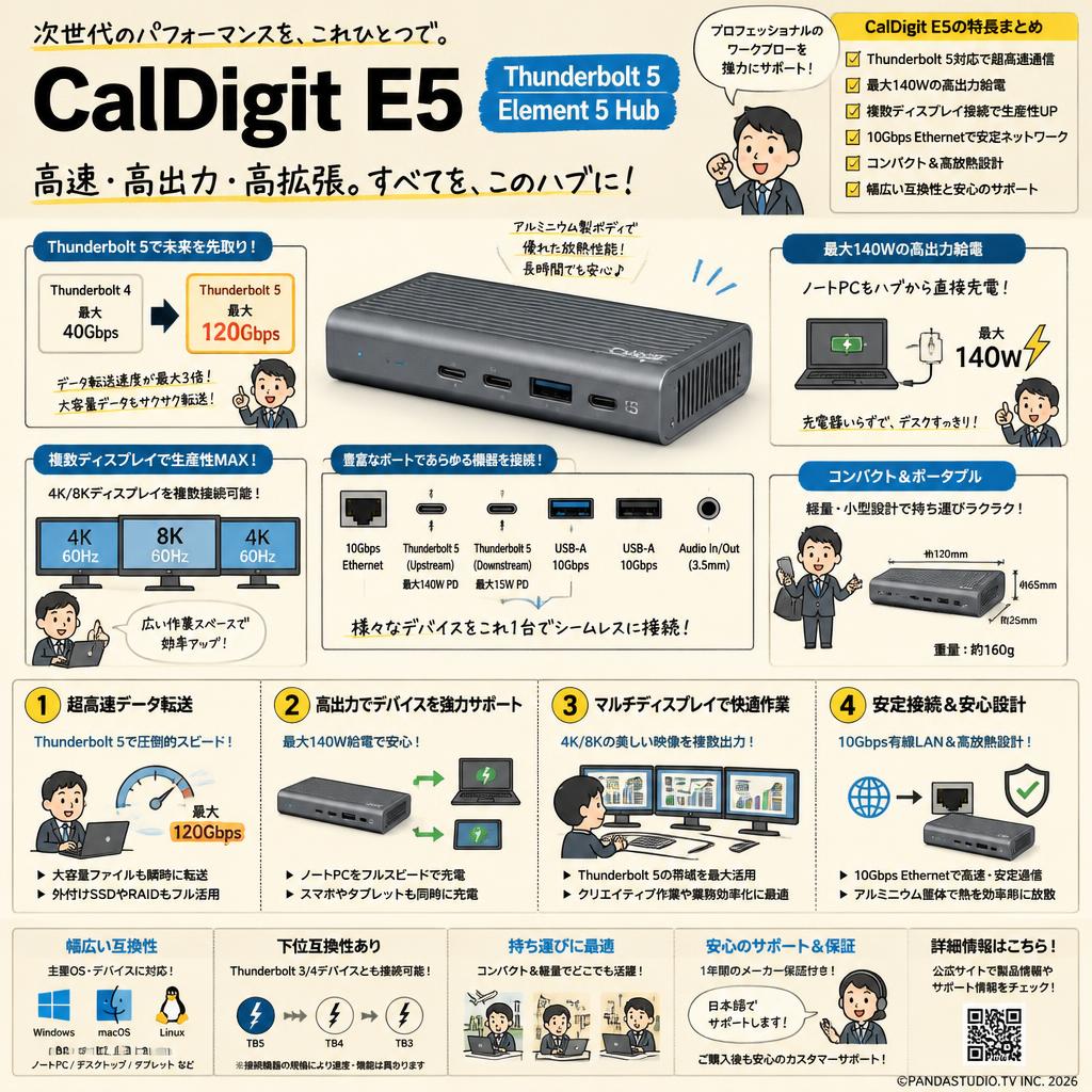 CalDigit E5/ Thunderbolt 5 Element 5 Hub FAQ（よくある質問と答え）