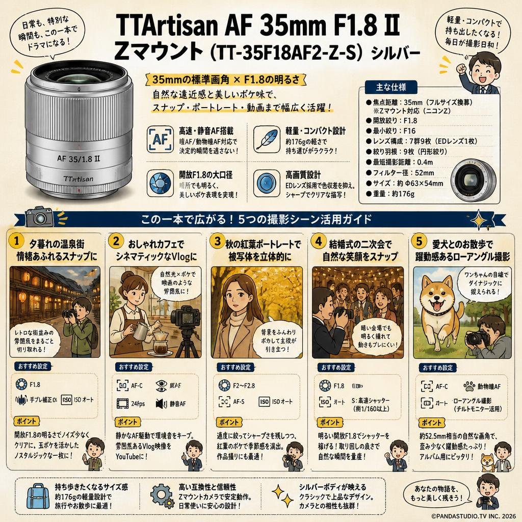TTArtisan AF 35mm F1.8 II Zマウント（ TT-35F18AF2-Z-S）シルバー 用途