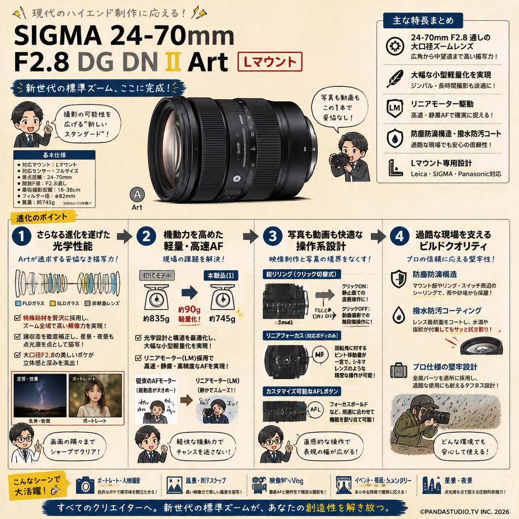 SIGMA 24-70mm F2.8 DG DN Ⅱ Art  Lマウント 概要