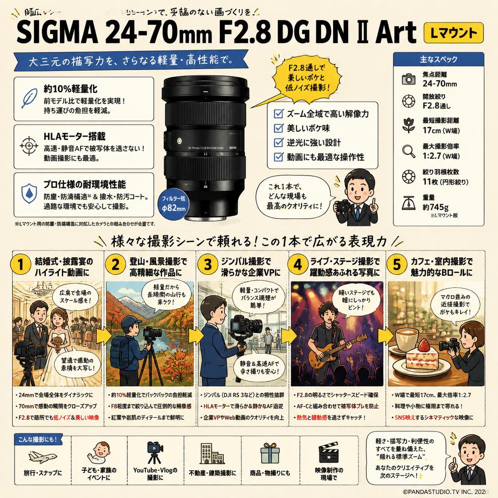 SIGMA 24-70mm F2.8 DG DN Ⅱ Art  Lマウント 用途
