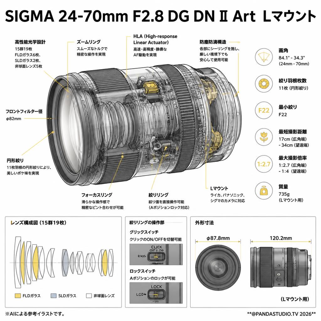 SIGMA 24-70mm F2.8 DG DN Ⅱ Art  Lマウント スペック