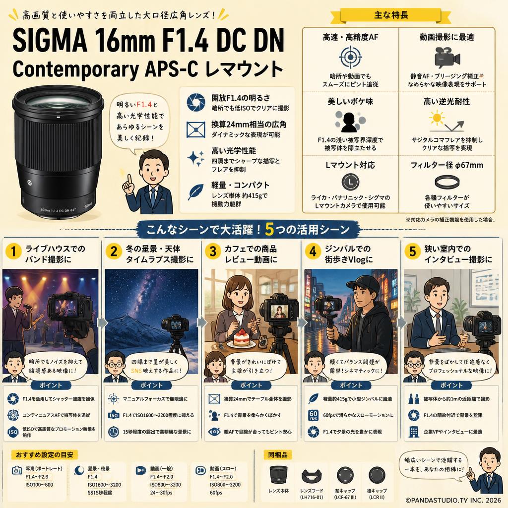 SIGMA 16mm F1.4 DC DN Contemporay APS-C Lマウント 用途