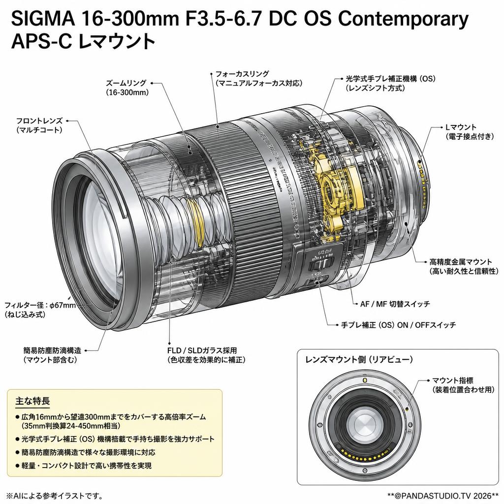 SIGMA 16-300mm F3.5-6.7 DC OS Contemporary APS-C Lマウント スペック