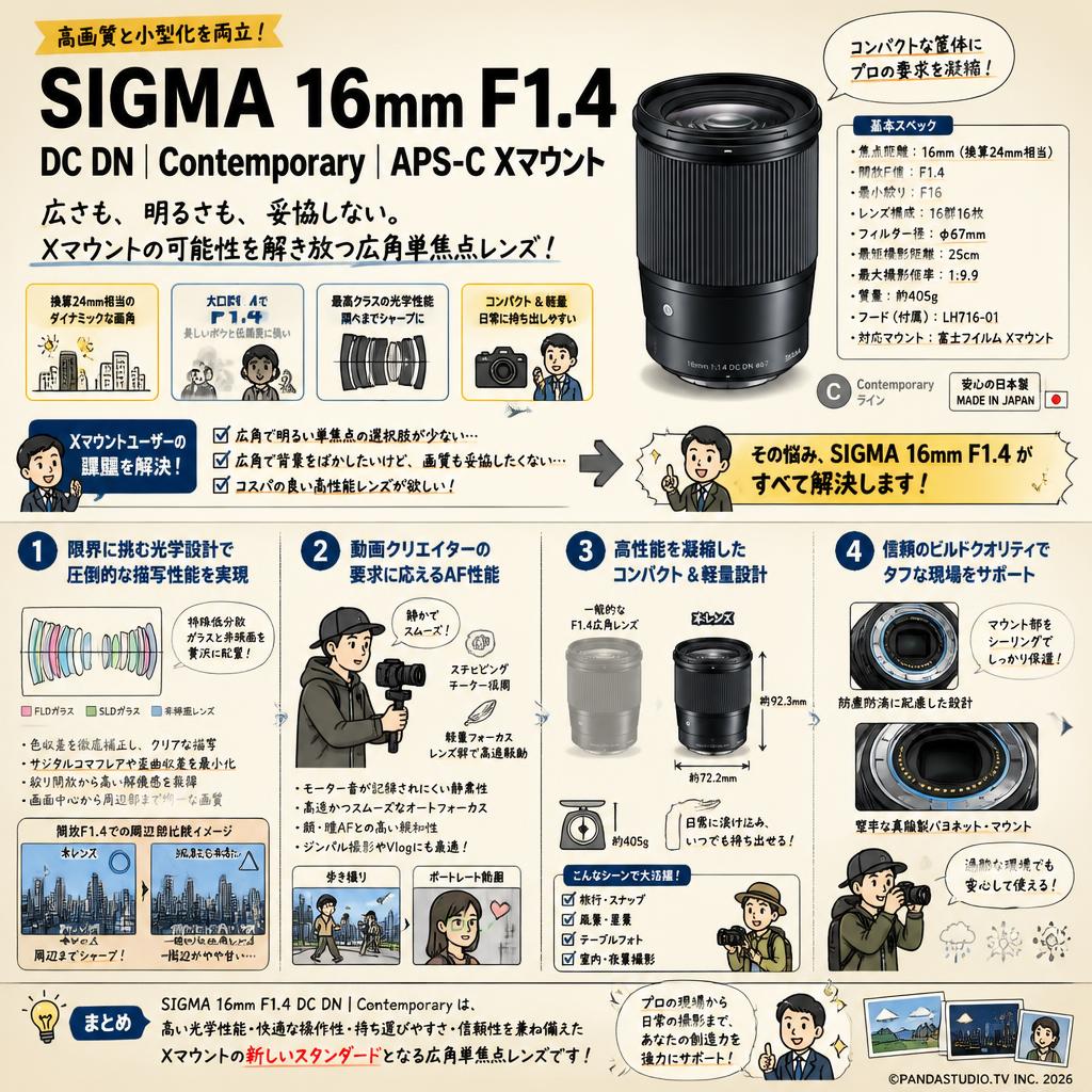 SIGMA 16mm F1.4 DC DN Contemporay APS-C Xマウント 概要