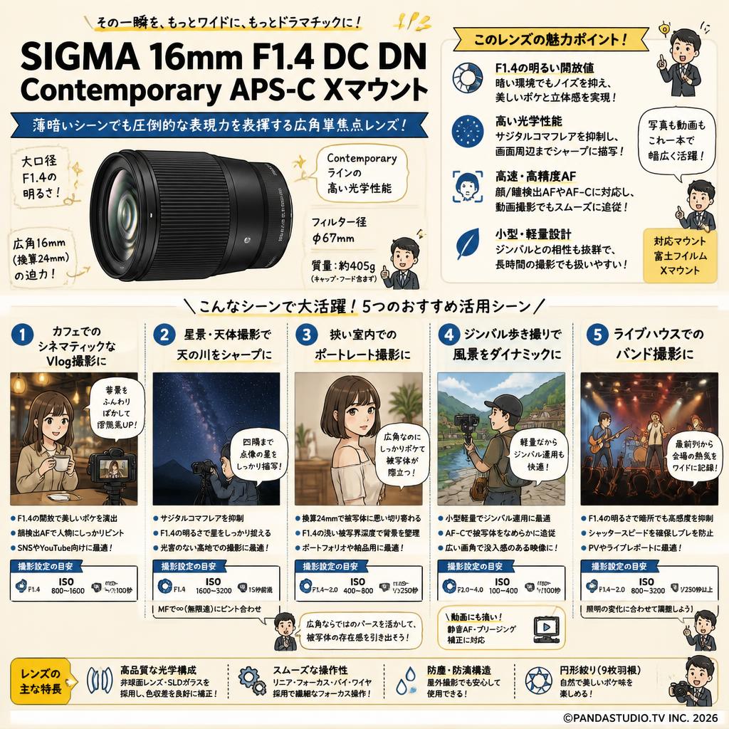 SIGMA 16mm F1.4 DC DN Contemporay APS-C Xマウント 用途