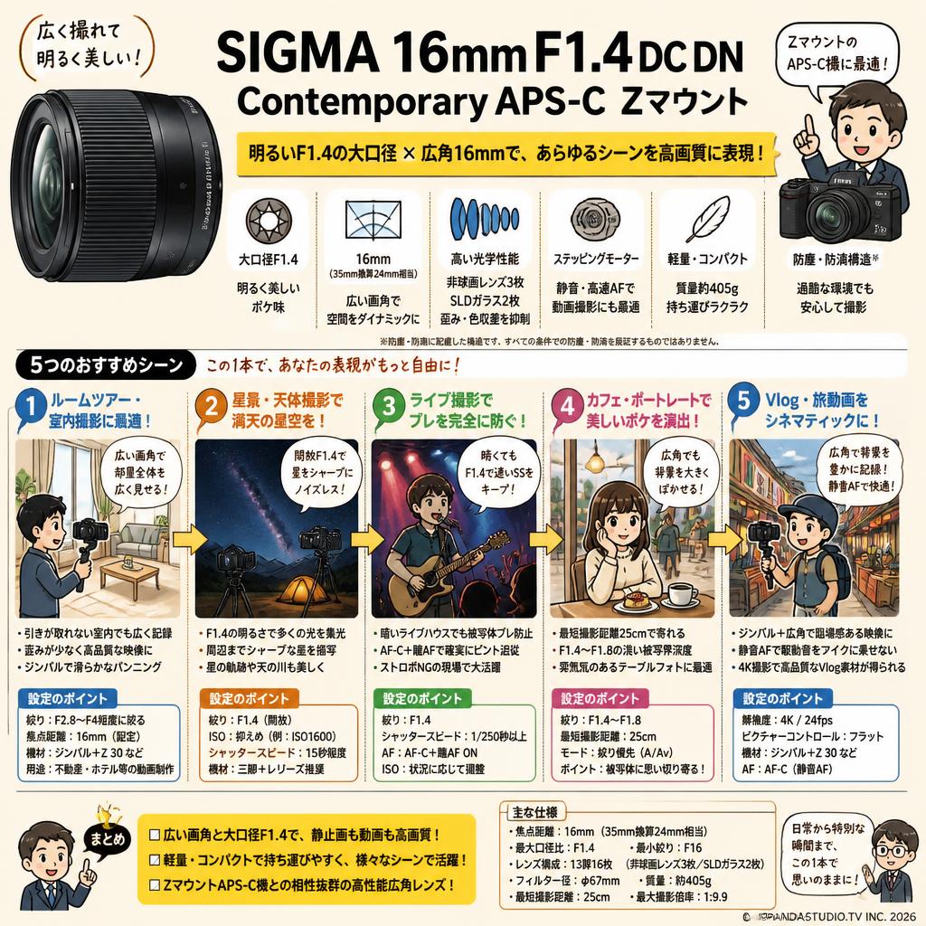 SIGMA 16mm F1.4 DC DN Contemporay APS-C Zマウント 用途