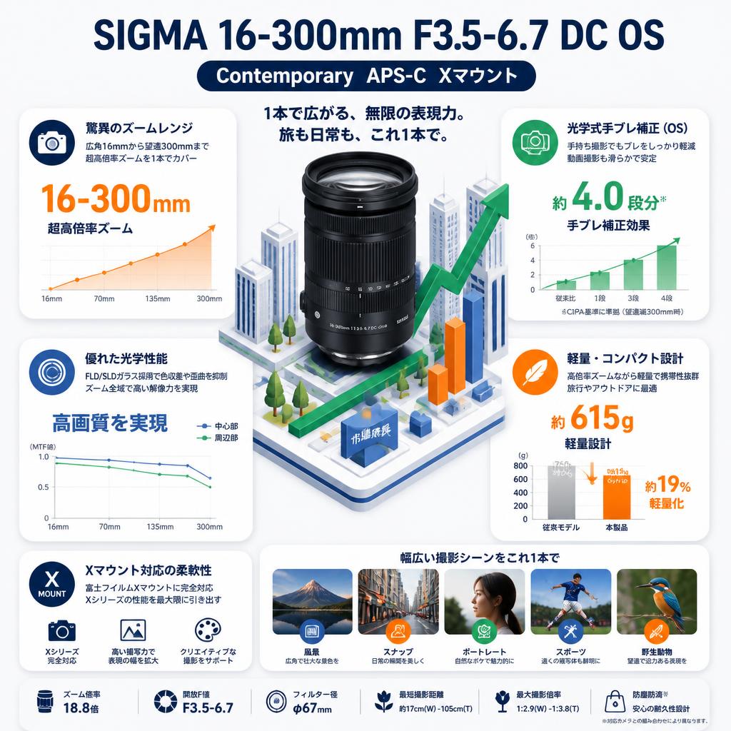 SIGMA 16-300mm F3.5-6.7 DC OS  Contemporary APS-C Xマウント セールスポイント