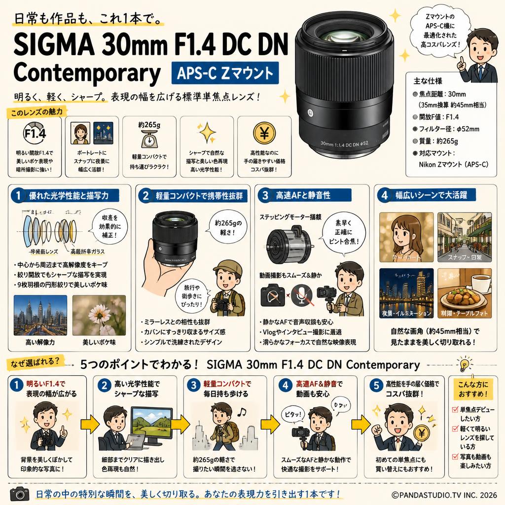 SIGMA 30mm F1.4 DC DN Contemporary APS-C Zマウント 概要