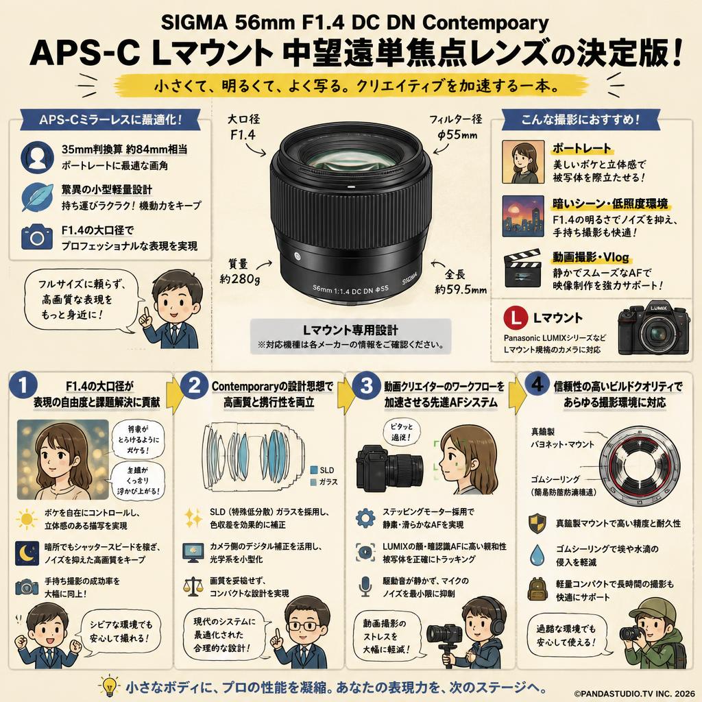 SIGMA 56mm F1.4 DC DN Contemporary APS-C Lマウント 概要