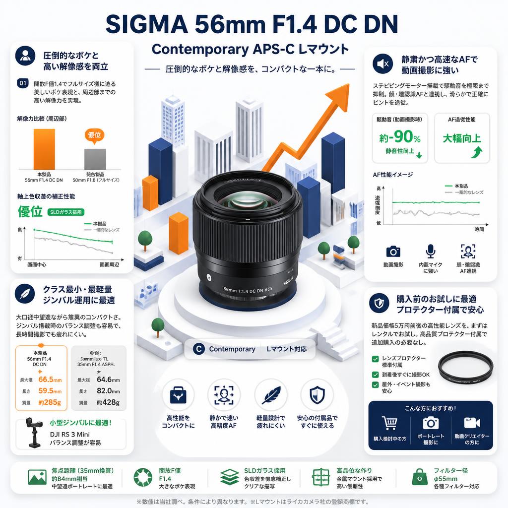 SIGMA 56mm F1.4 DC DN Contemporary APS-C Lマウント セールスポイント