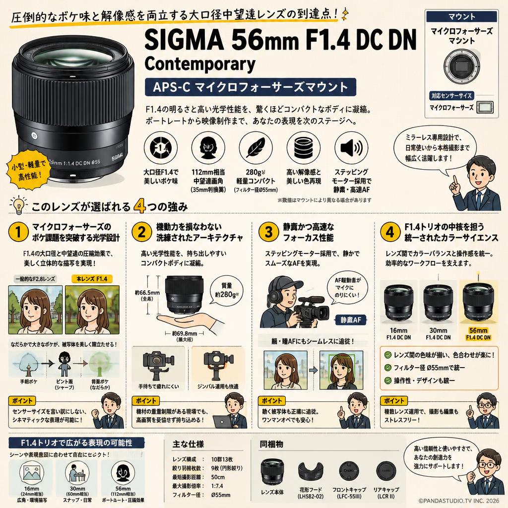 SIGMA 56mm F1.4 DC DN Contemporary APS-C マイクロフォーサーズマウント 概要