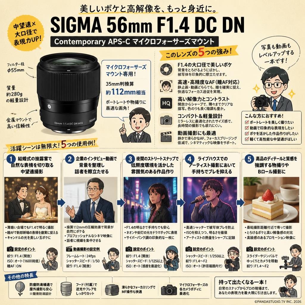 SIGMA 56mm F1.4 DC DN Contemporary APS-C マイクロフォーサーズマウント 用途