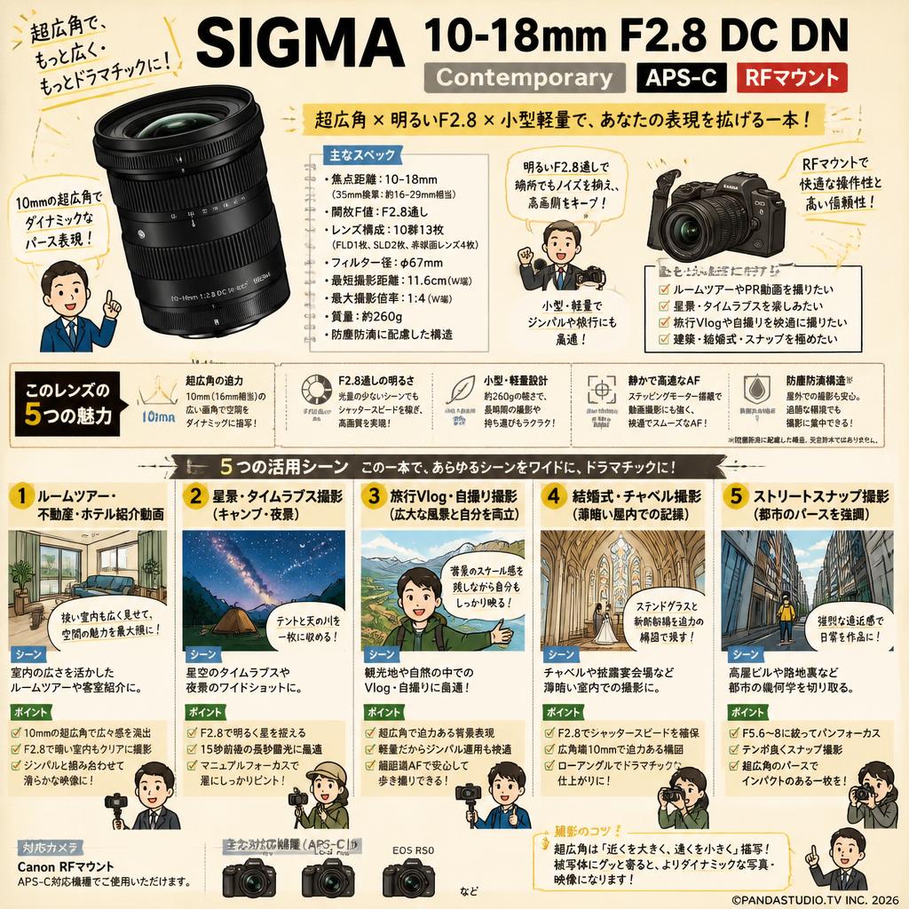 SIGMA 10-18mm F2.8 DC DN Contemporary APS-C RFマウント 用途