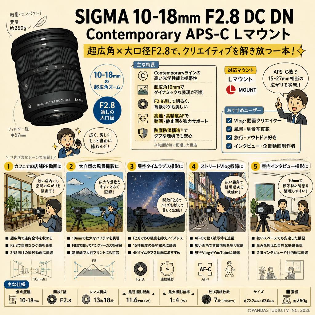 SIGMA 10-18mm F2.8 DC DN Contemporary APS-C Lマウント 用途