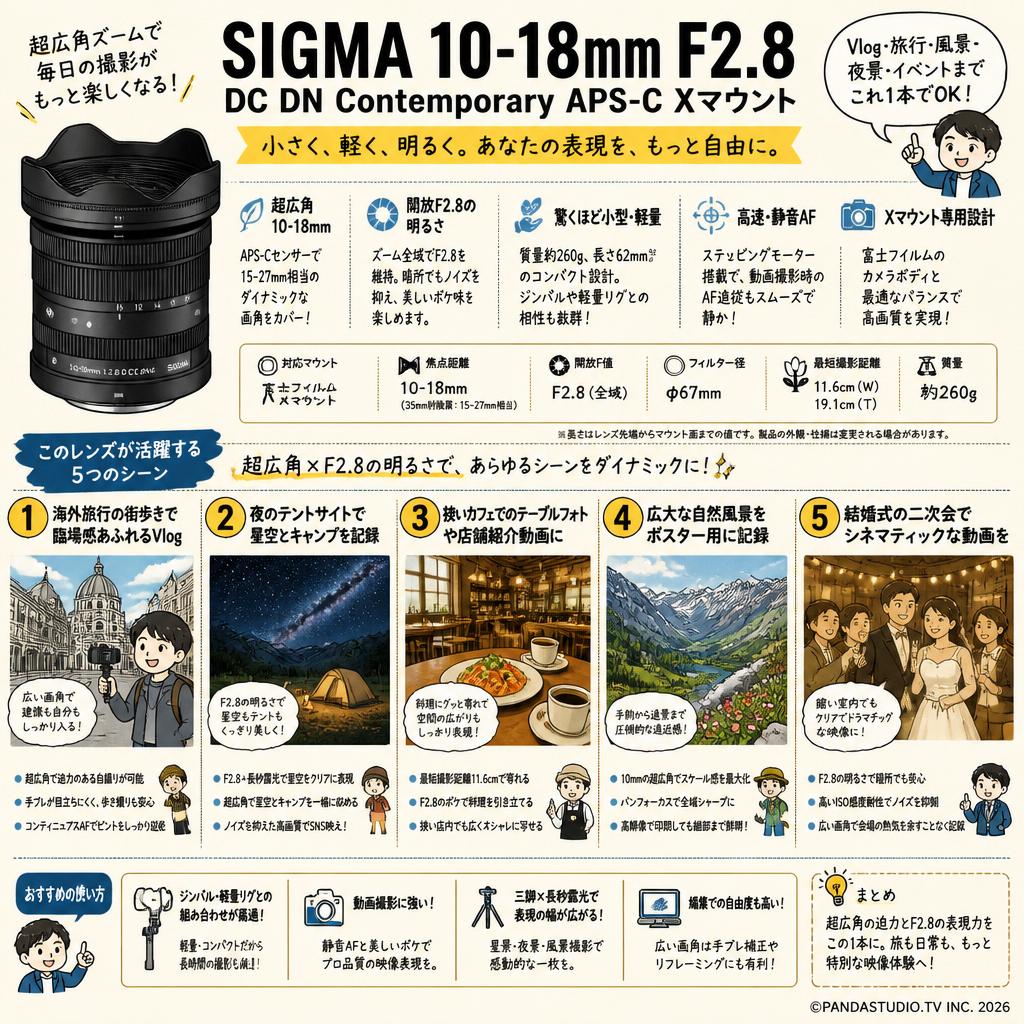 SIGMA 10-18mm F2.8 DC DN Contemporary APS-C Xマウント 用途