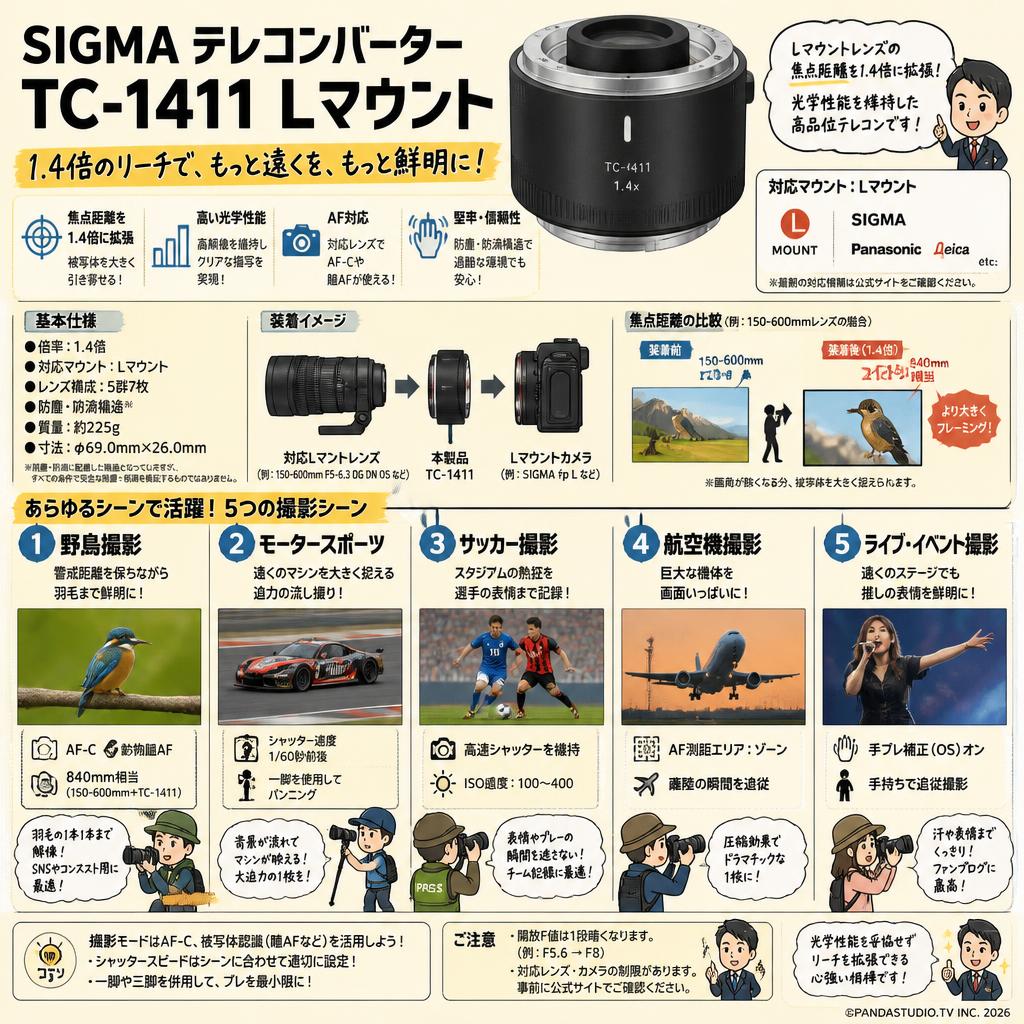 SIGMA テレコンバーター TC-1411 Lマウント 用途