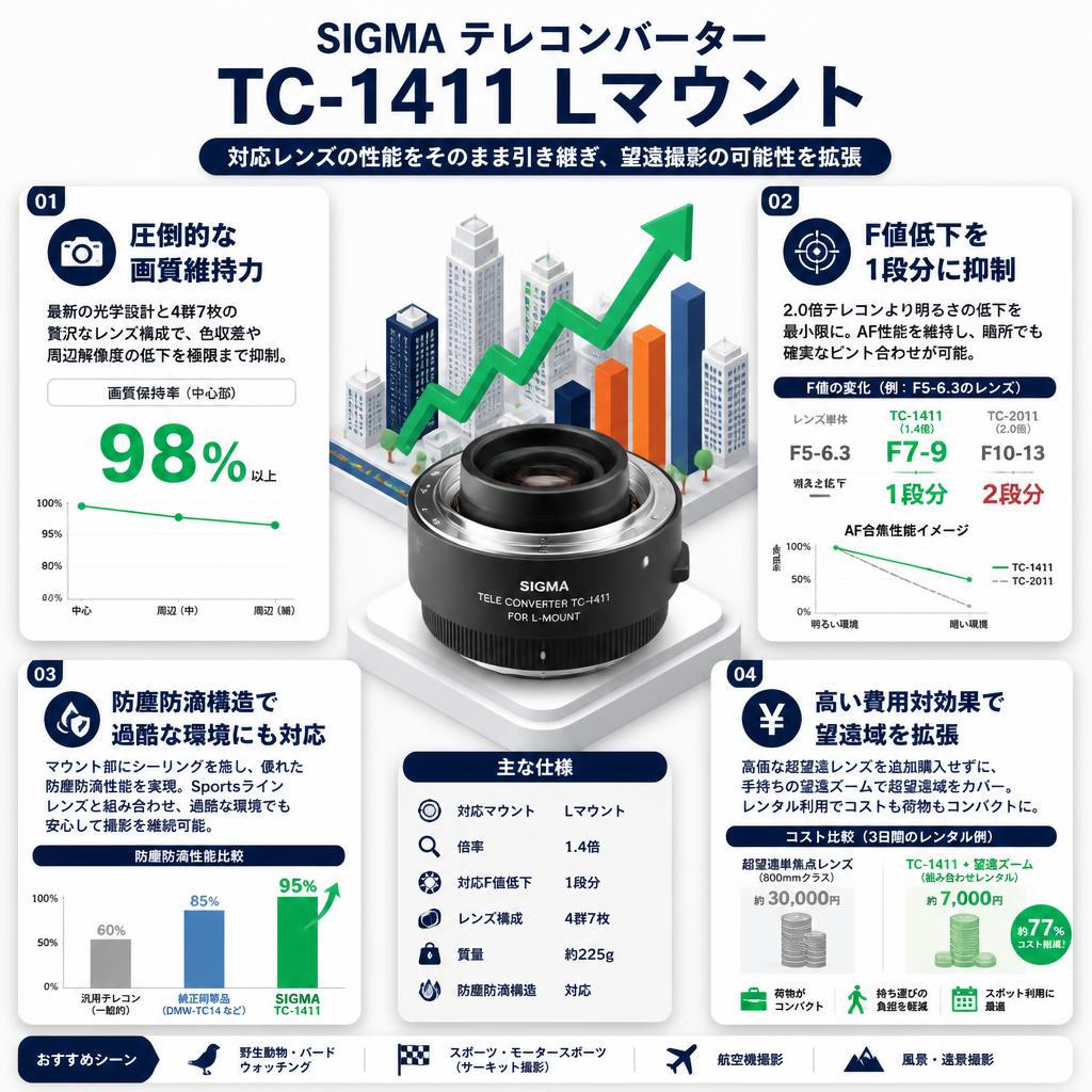 SIGMA テレコンバーター TC-1411 Lマウント セールスポイント
