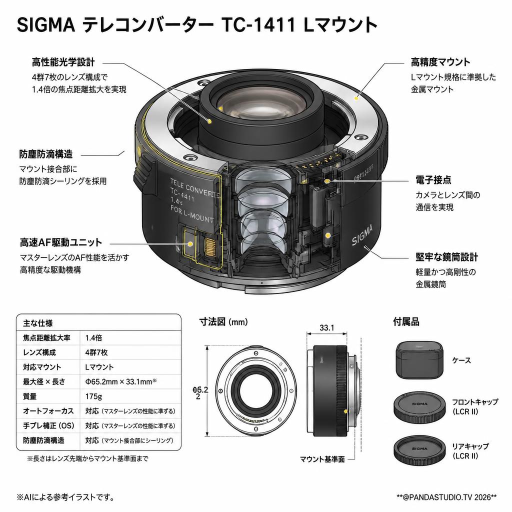 SIGMA テレコンバーター TC-1411 Lマウント スペック