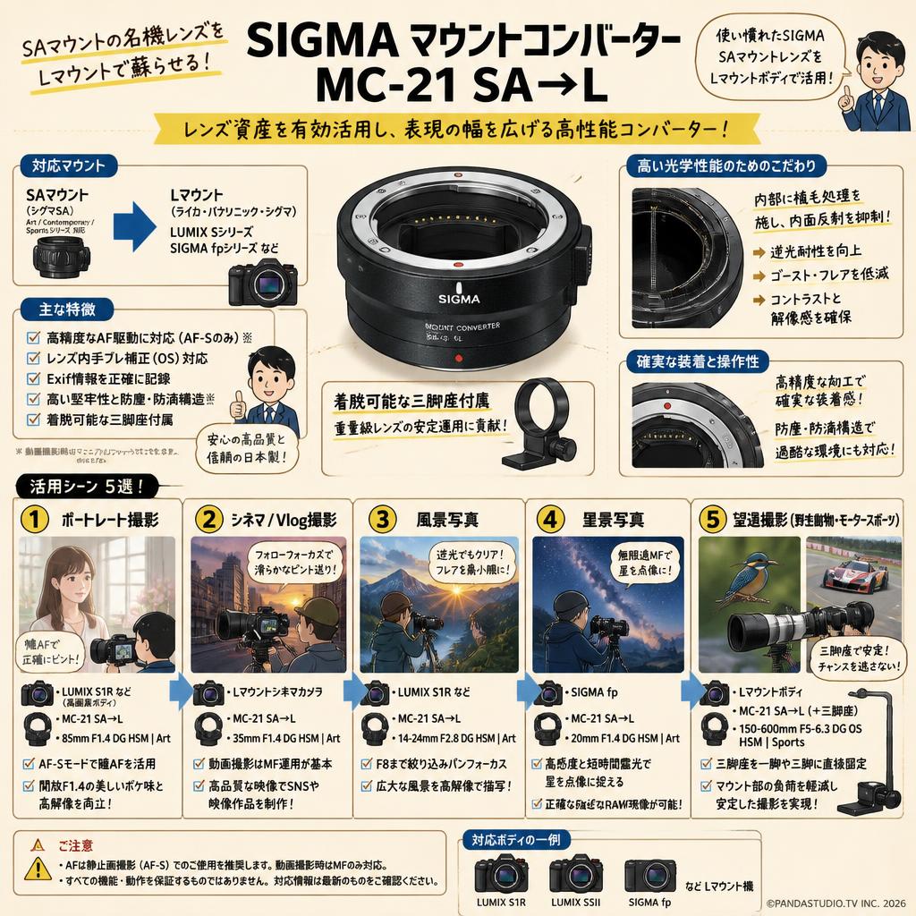 SIGMA マウントコンバーター MC-21 SA→L 用途