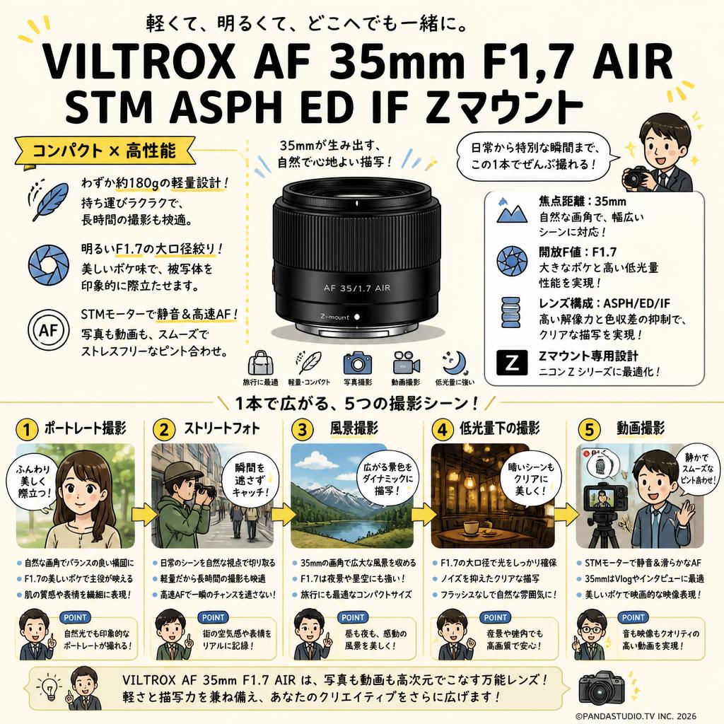 Viltrox AF 35mm F1.7 AIR STM ASPH ED IF Zマウント 用途