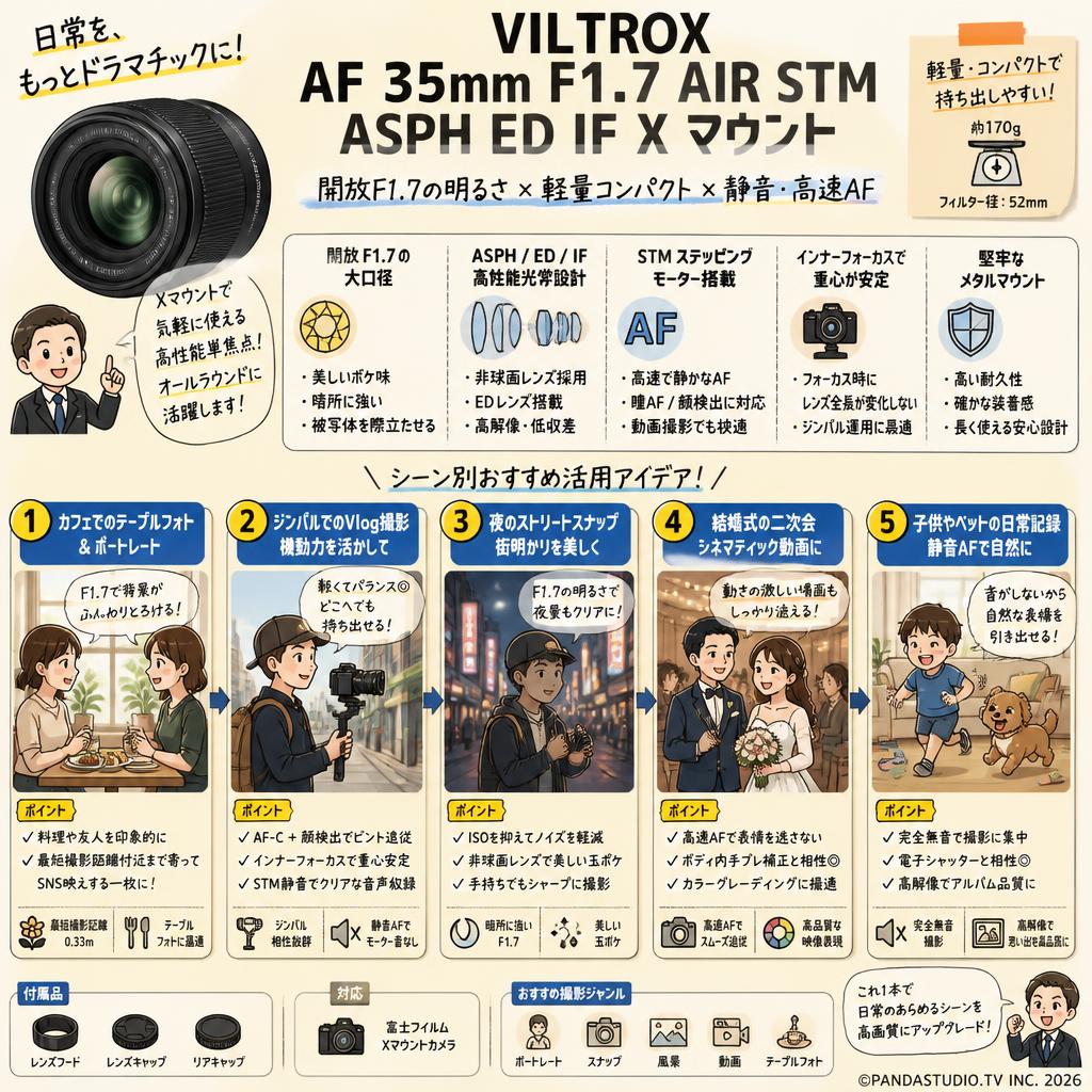 Viltrox AF 35mm F1.7 AIR STM ASPH ED IF Xマウント 用途